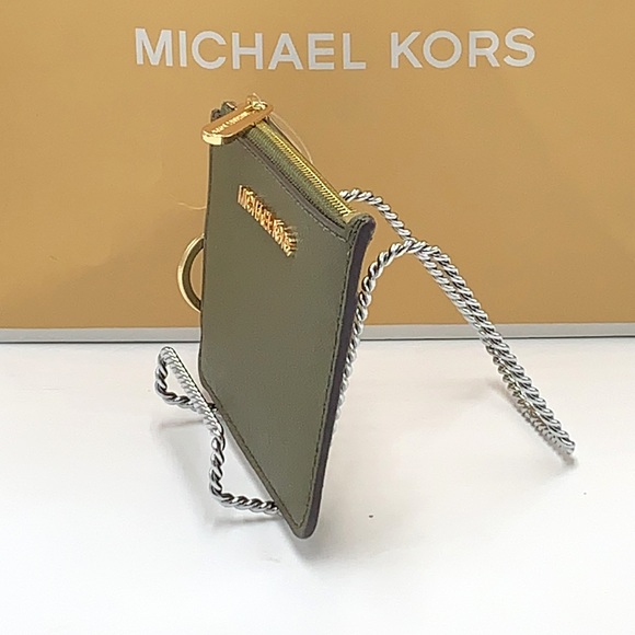 MICHAEL KORS SMALL TOP ZIP COINPOUCH WITH ID CARD OLIVE COLOR - Picture 9 of 10